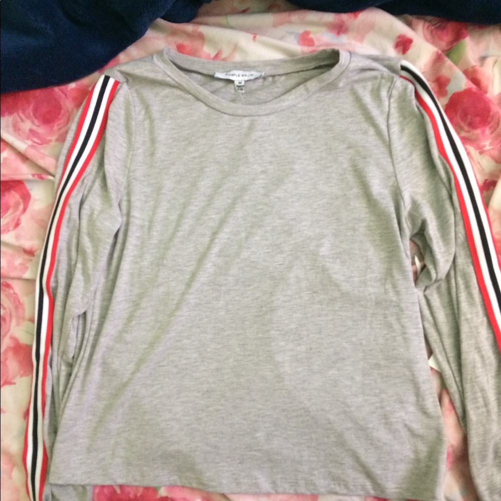 Grey striped long sleeved shirt